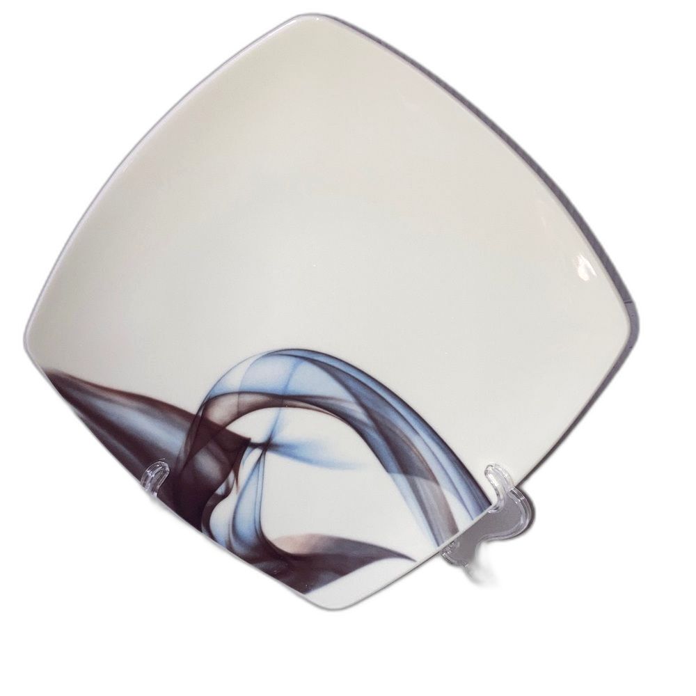 MIKASA Kya Square Dinner Plate White Smokey Gray Purple Blue 10.5 inches